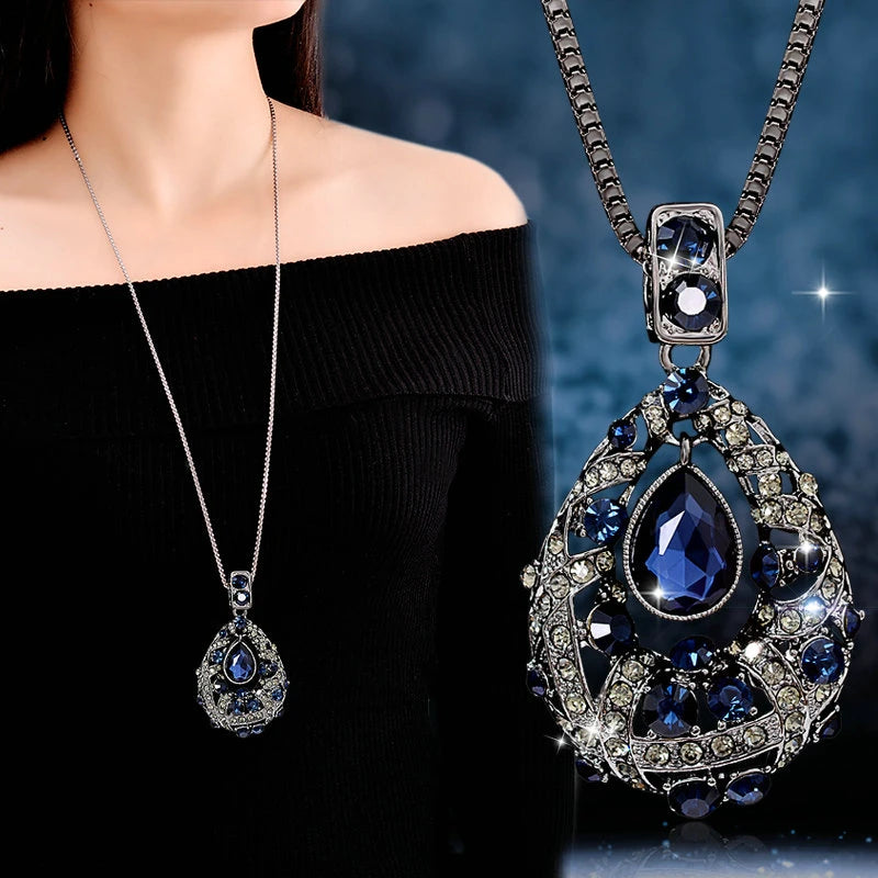 TheRyuko Vintage Long Sweater Chain Necklaces For Women Antique