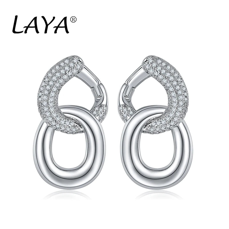 TheRyuko 925 Sterling Silver Luxury Clear Cubic Zircon Chain Drop Earrings