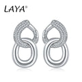 TheRyuko 925 Sterling Silver Luxury Clear Cubic Zircon Chain Drop Earrings