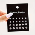 1TheRyuko 2/24/36 Pairs Shiny Zircon Stud Earrings Set for Women Men Daily