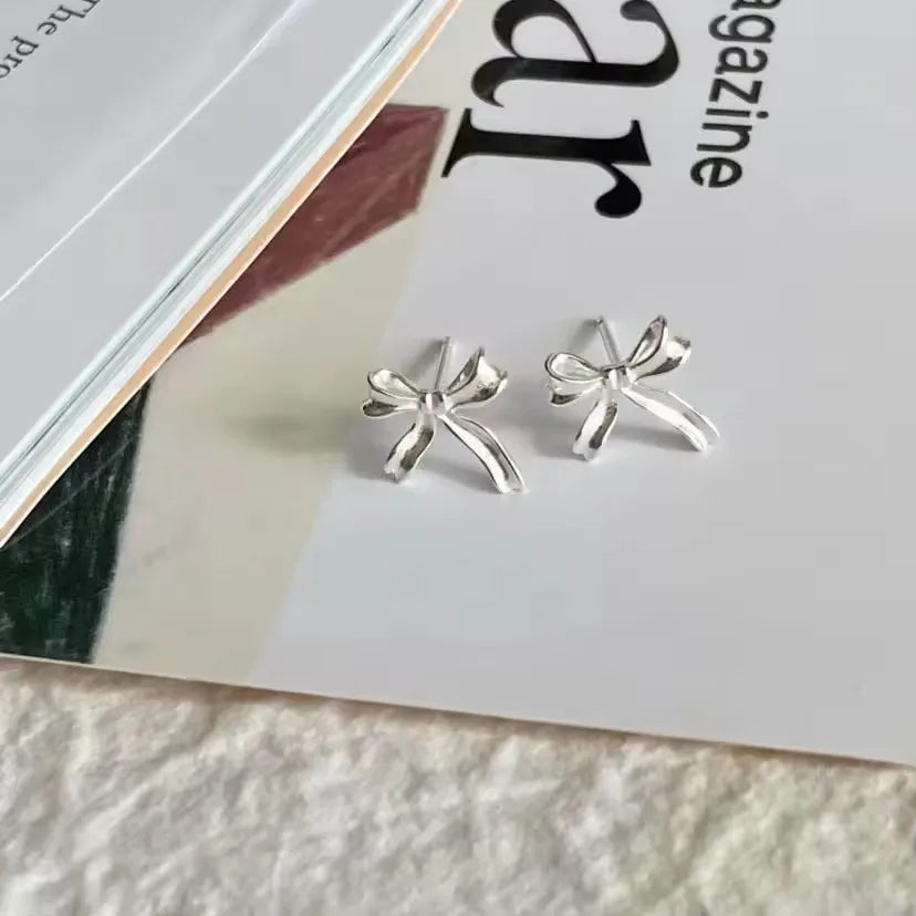 TheRyuko  925 Sterling Silver Bow Knot Earring for Women