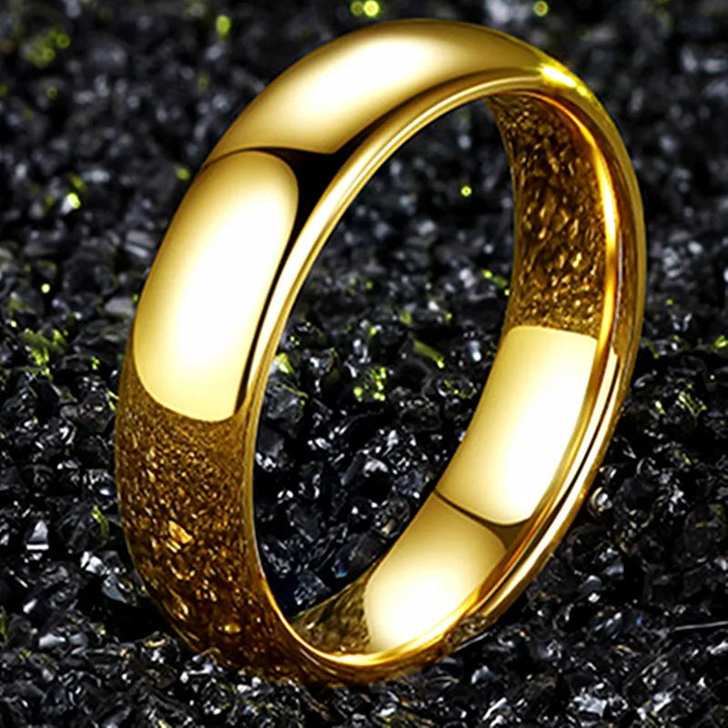 TheRyuko  Gold Stainless Steel Lover Couple Wedding Band Rings for Women Men
