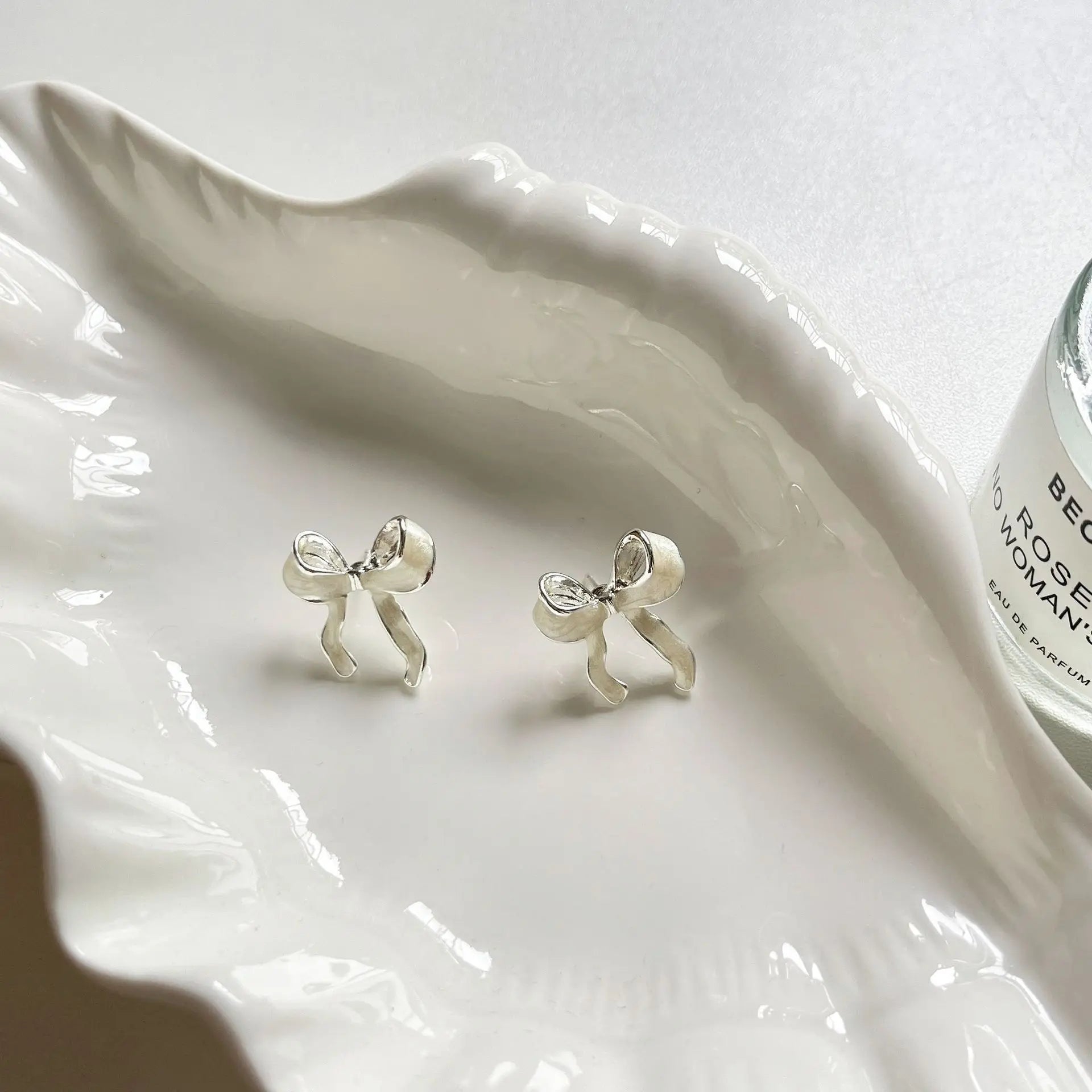 TheRyuko  925 Sterling Silver Bow Knot Earring for Women