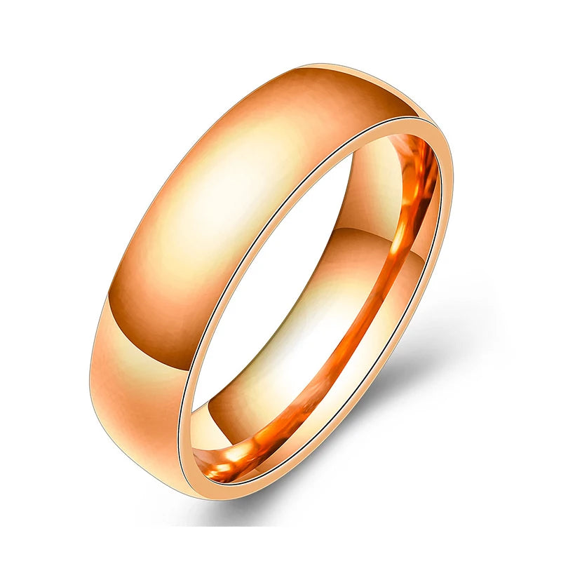 TheRyuko  Gold Stainless Steel Lover Couple Wedding Band Rings for Women Men