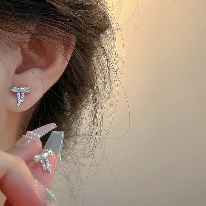TheRyuko  925 Sterling Silver Bow Knot Earring for Women