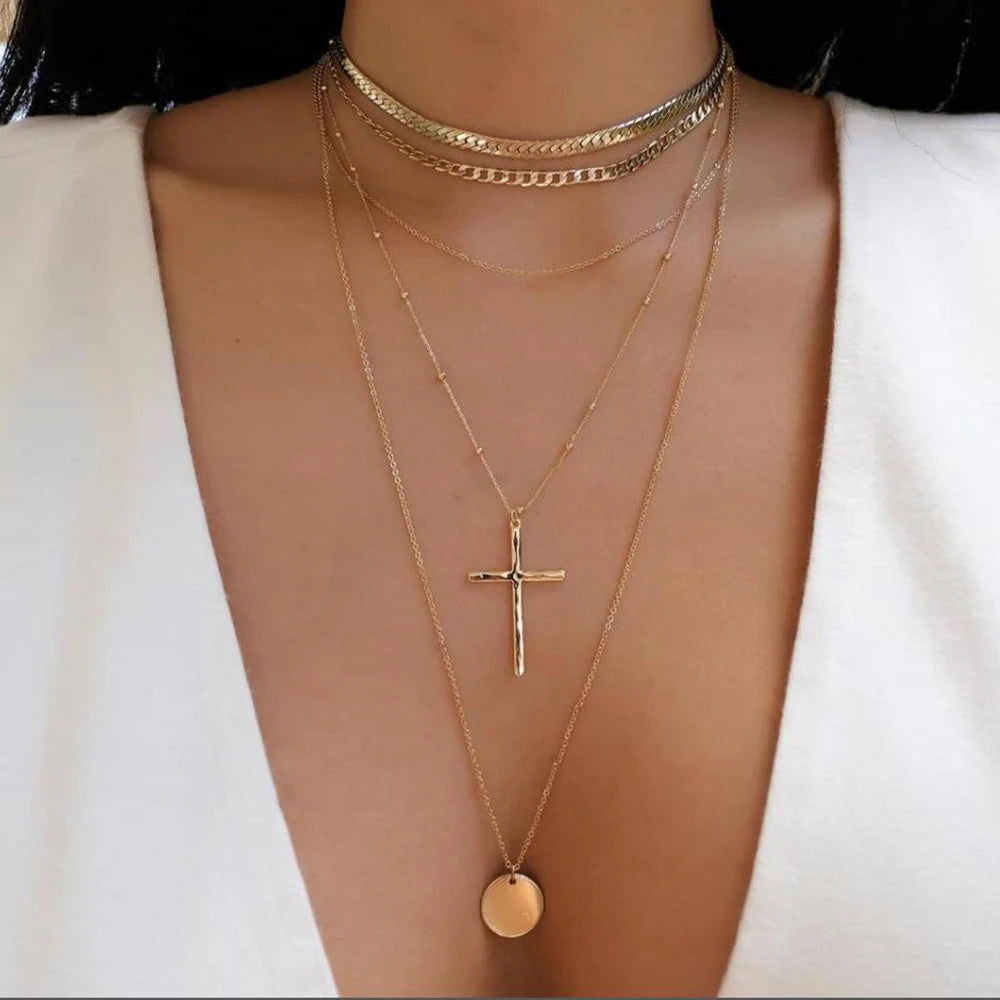 TheRyuko Vintage New Gold Color Multiple Styles Necklace For Women