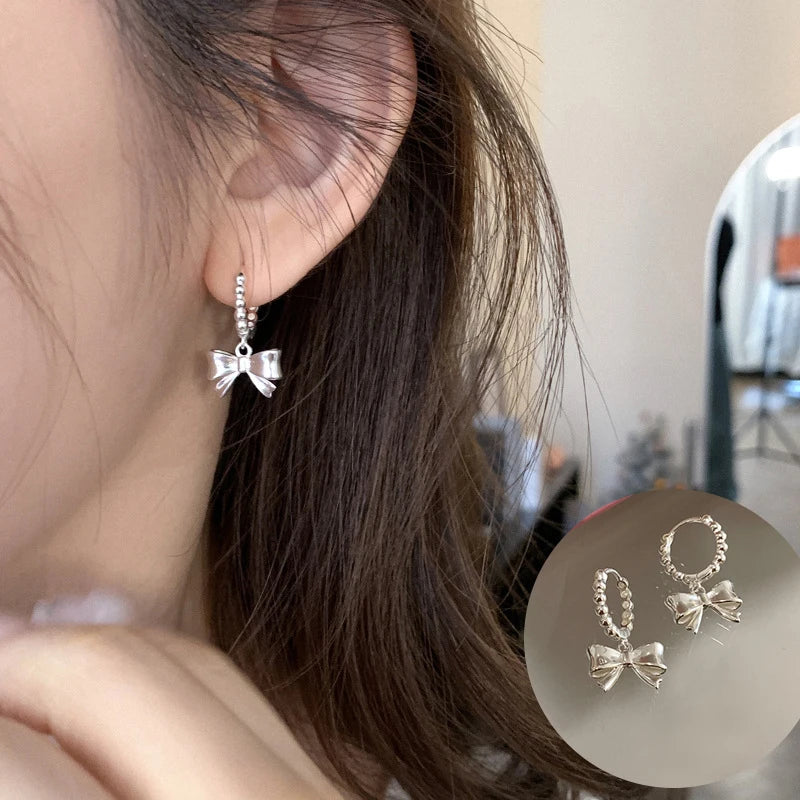 TheRyuko  925 Sterling Silver Bow Knot Earring for Women
