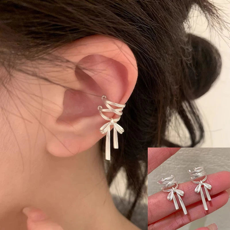 TheRyuko  925 Sterling Silver Bow Knot Earring for Women