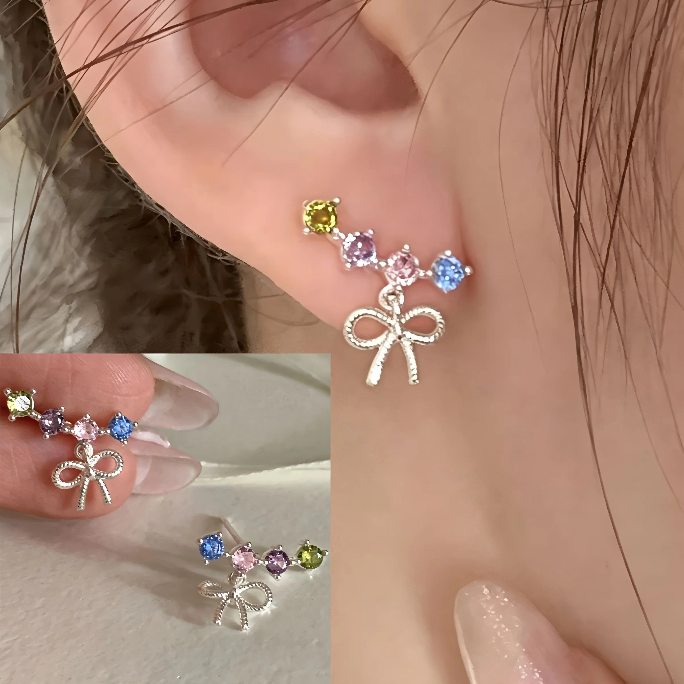 TheRyuko  925 Sterling Silver Bow Knot Earring for Women