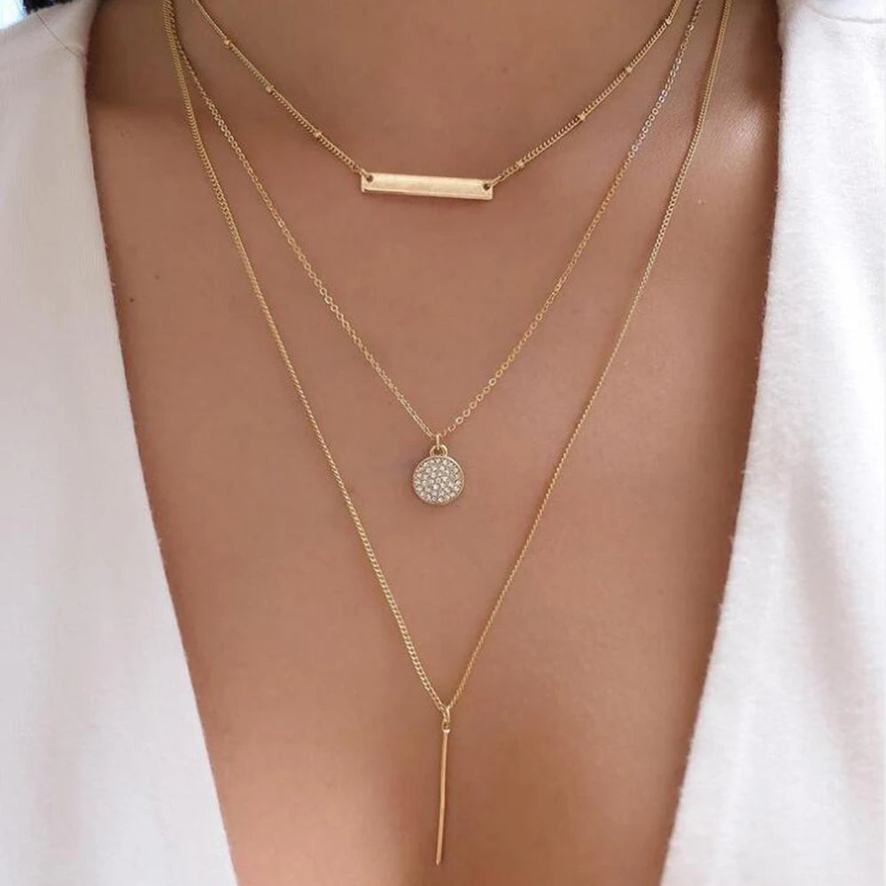 TheRyuko Vintage New Gold Color Multiple Styles Necklace For Women