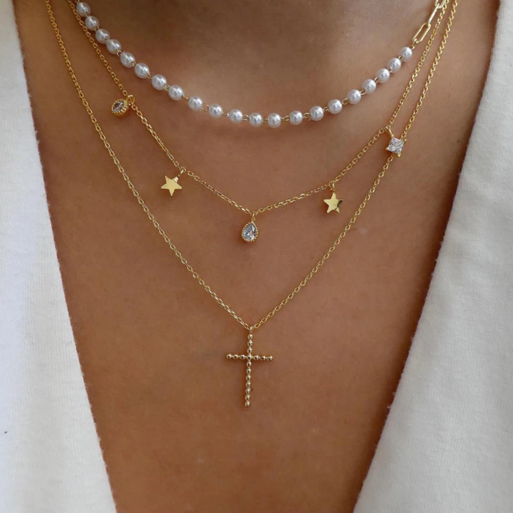 TheRyuko Vintage New Gold Color Multiple Styles Necklace For Women