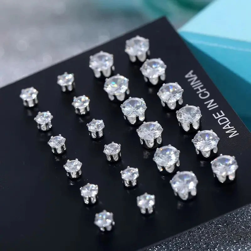 1TheRyuko 2/24/36 Pairs Shiny Zircon Stud Earrings Set for Women Men Daily