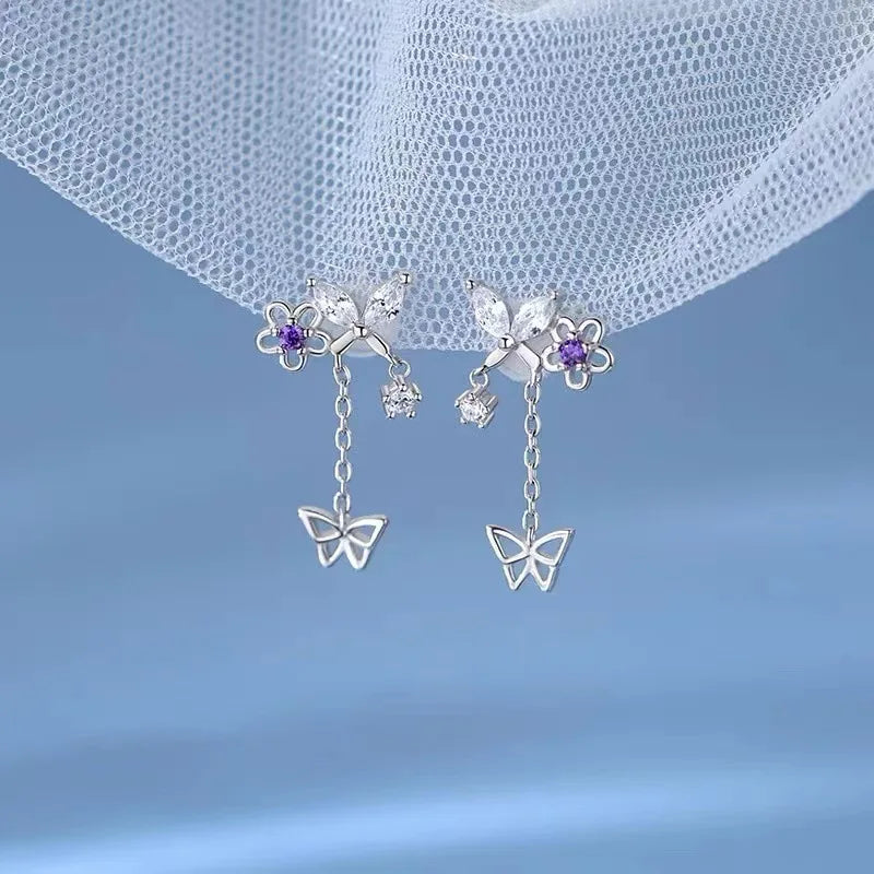 TheRyuko Exquisite Planet Moon Butterfly Tassel Earrings