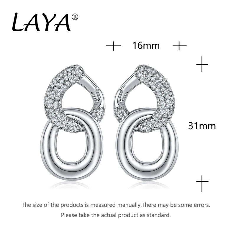 TheRyuko 925 Sterling Silver Luxury Clear Cubic Zircon Chain Drop Earrings
