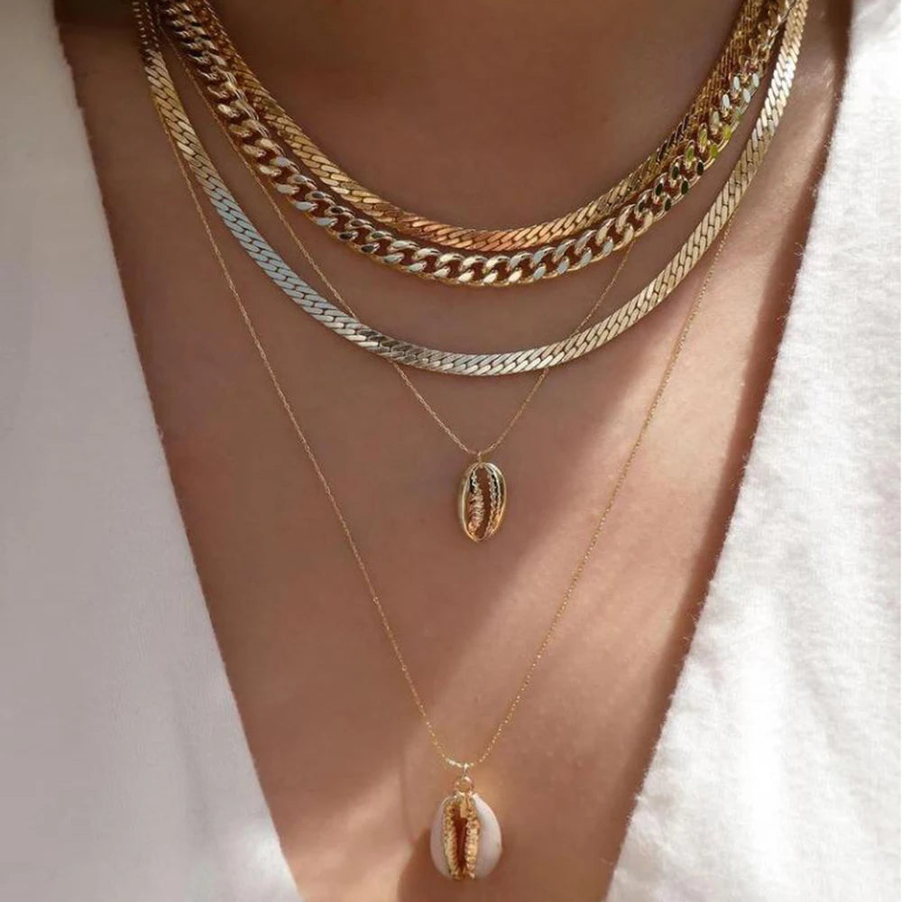 TheRyuko Vintage New Gold Color Multiple Styles Necklace For Women