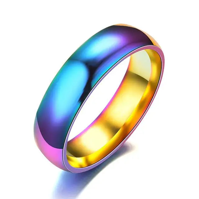 TheRyuko  Gold Stainless Steel Lover Couple Wedding Band Rings for Women Men