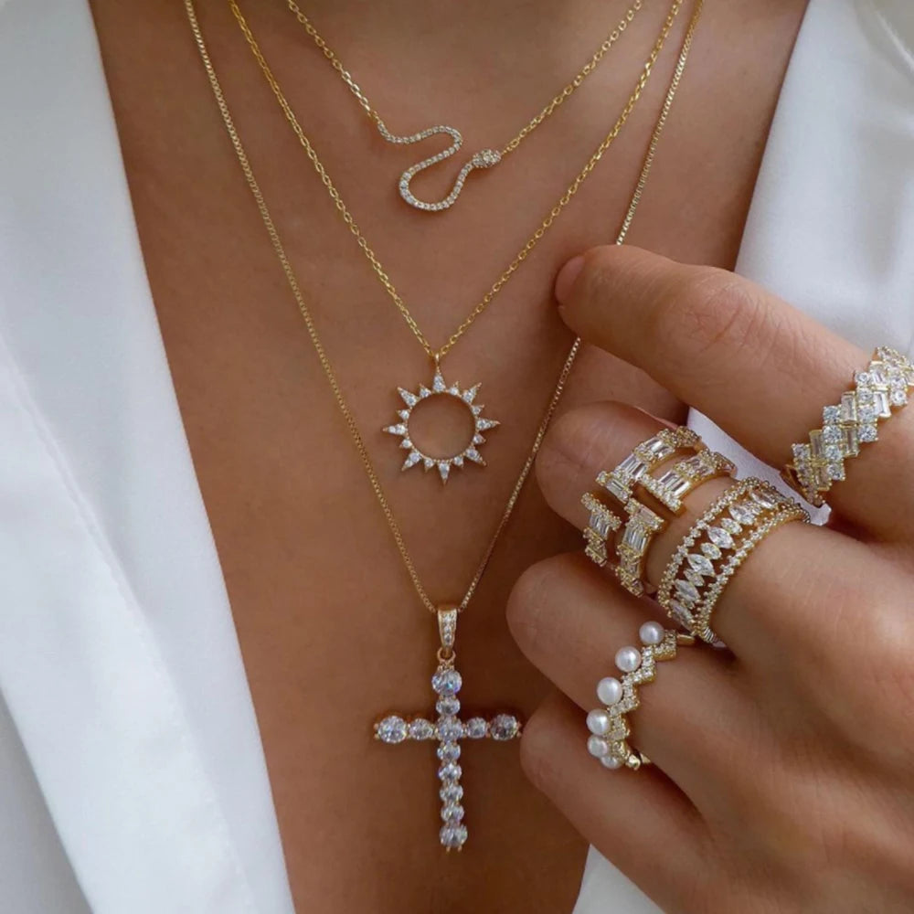 TheRyuko Vintage New Gold Color Multiple Styles Necklace For Women