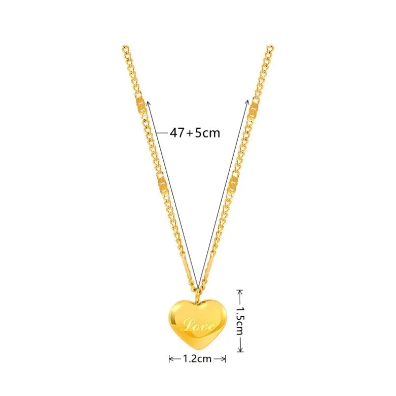 TheRyuko Simple Fashion Peach Heart Engraved Love Collarbone Chain Holiday Gifts