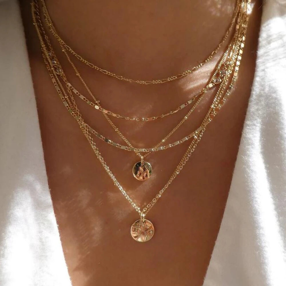 TheRyuko Vintage New Gold Color Multiple Styles Necklace For Women