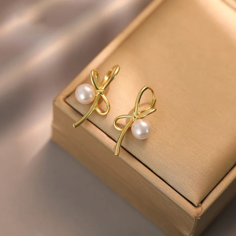 TheRyuko  925 Sterling Silver Bow Knot Earring for Women