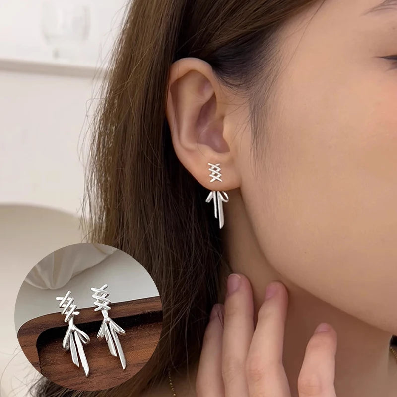 TheRyuko  925 Sterling Silver Bow Knot Earring for Women