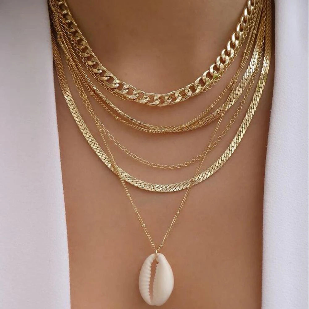 TheRyuko Vintage New Gold Color Multiple Styles Necklace For Women