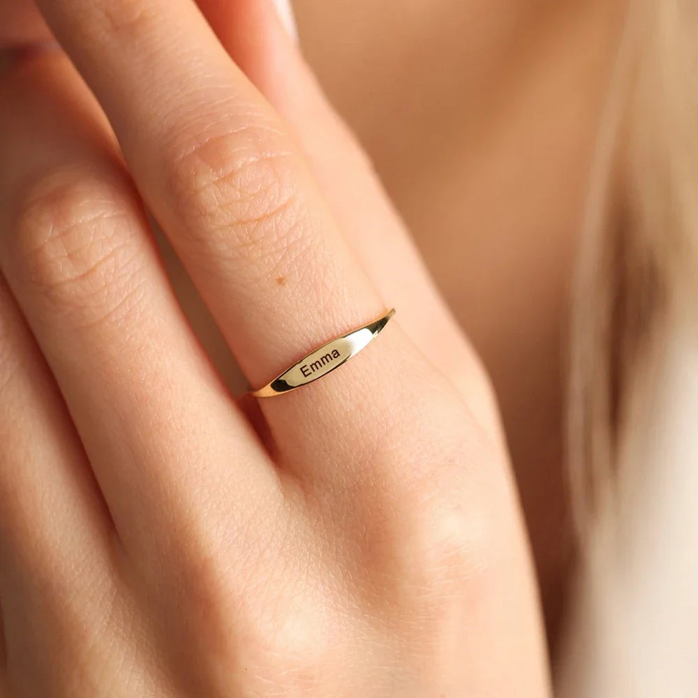 TheRyuko Personalized Name Rings for Women Stainless Steel