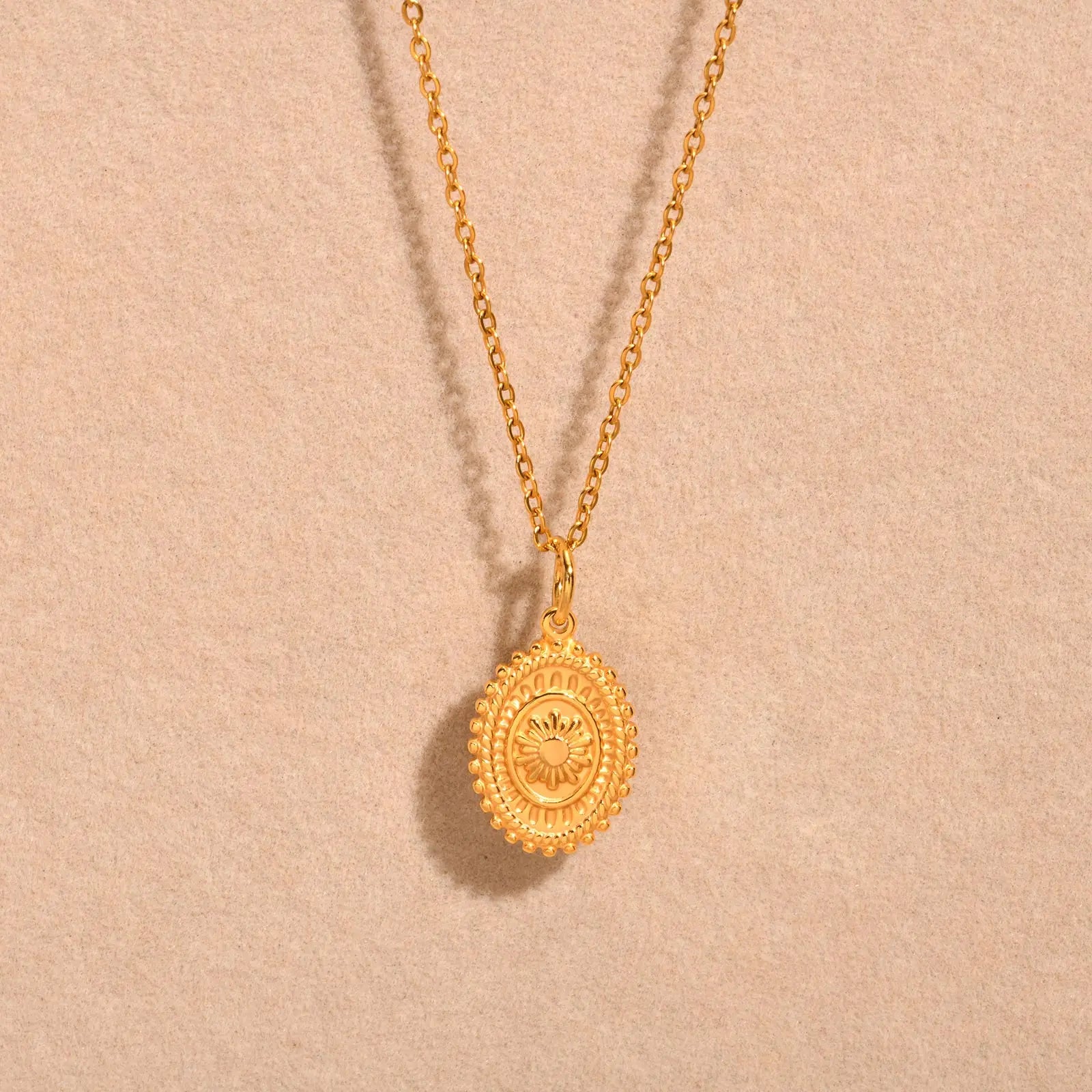 TheRyuko Stainless Steel Spiral Sun Flower Pendant Necklace for Women