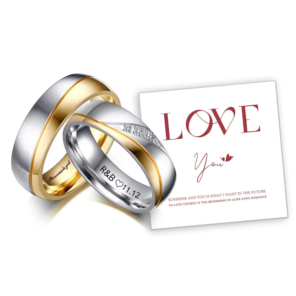 TheRyuko  Personalized Name Promised Wedding Rings for Lover Couple