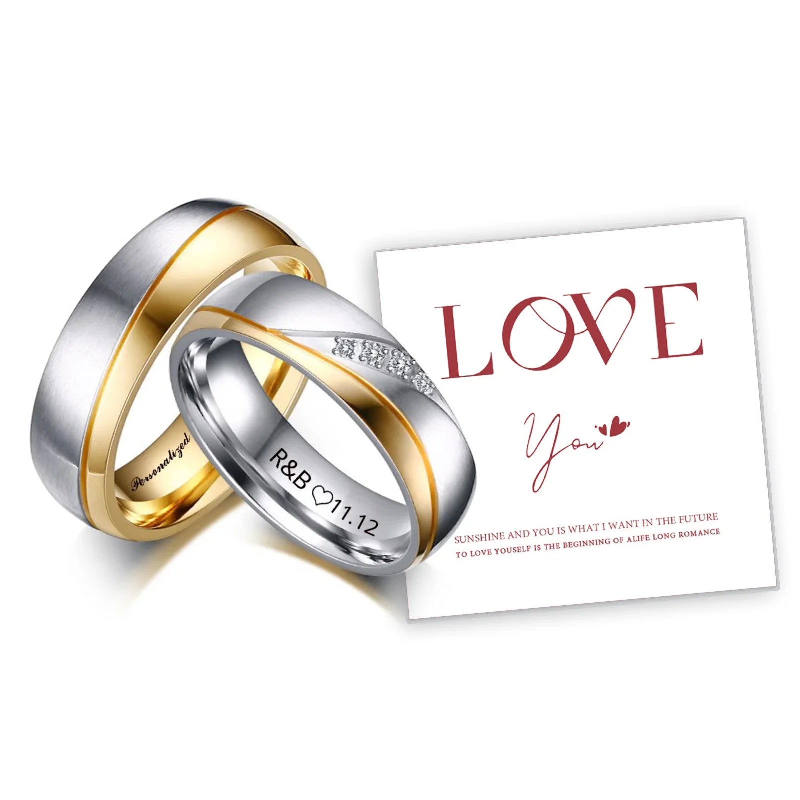 TheRyuko  Personalized Name Promised Wedding Rings for Lover Couple
