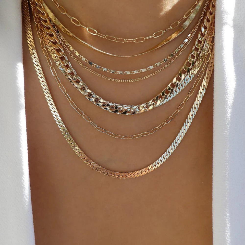 TheRyuko Vintage New Gold Color Multiple Styles Necklace For Women