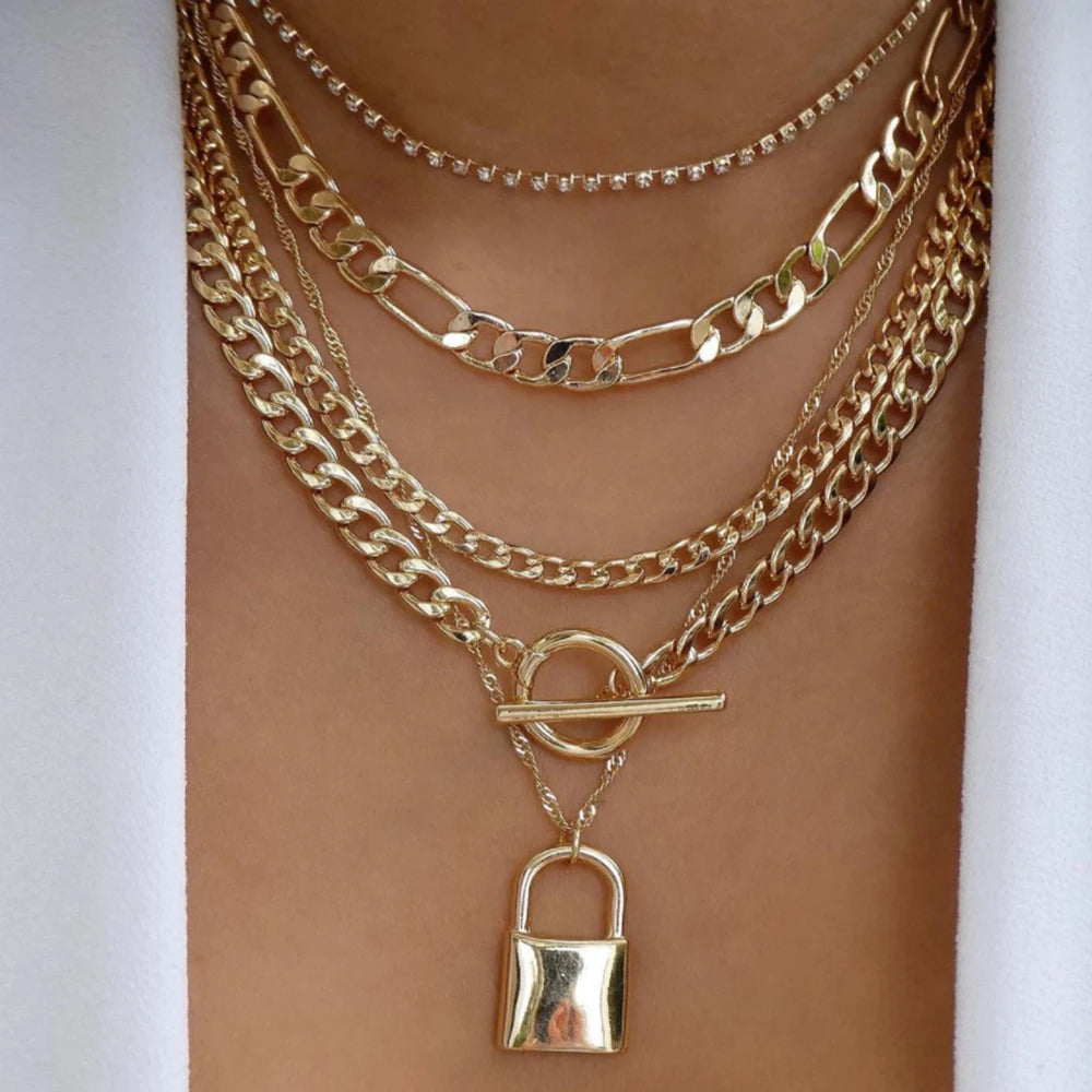 TheRyuko Vintage New Gold Color Multiple Styles Necklace For Women
