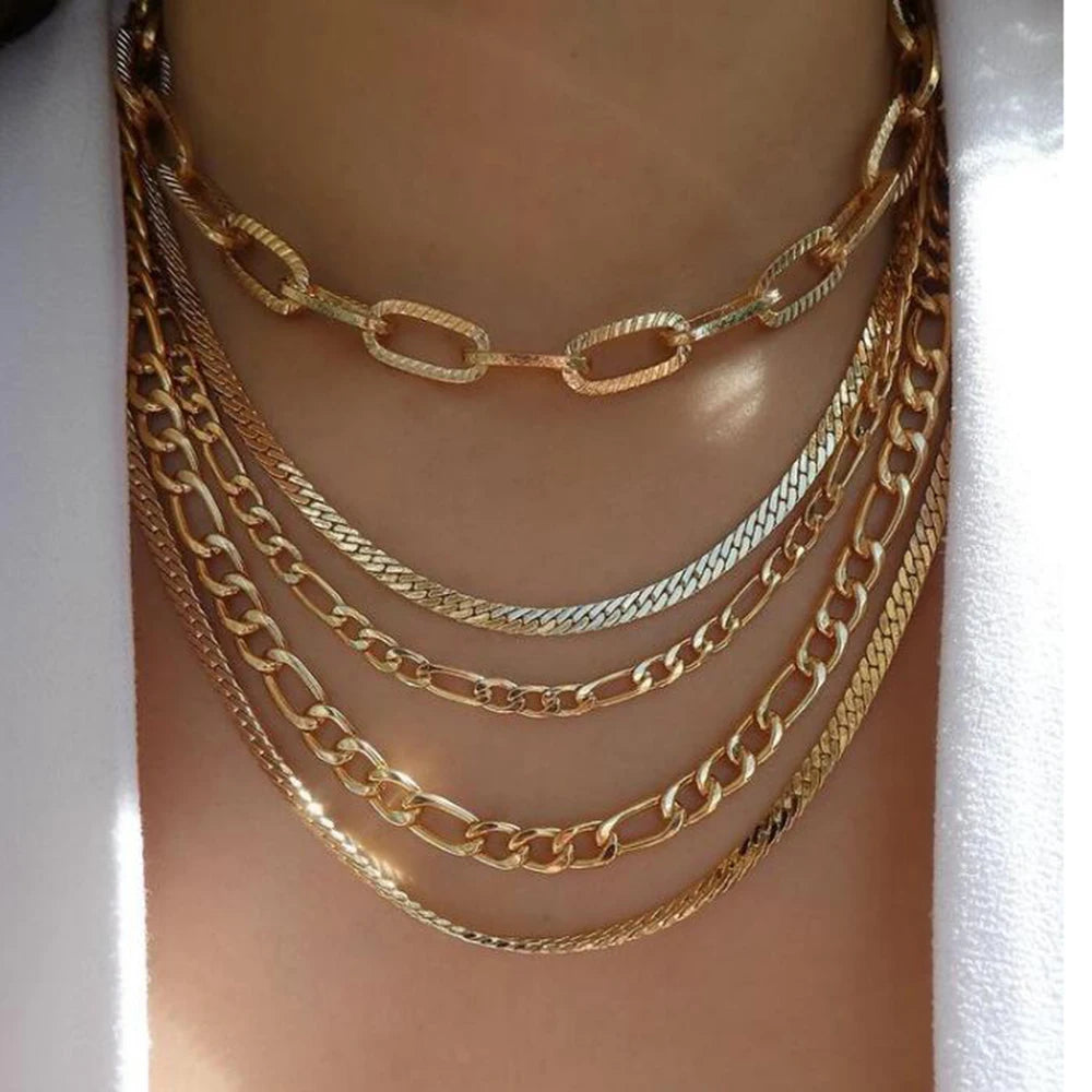 TheRyuko Vintage New Gold Color Multiple Styles Necklace For Women