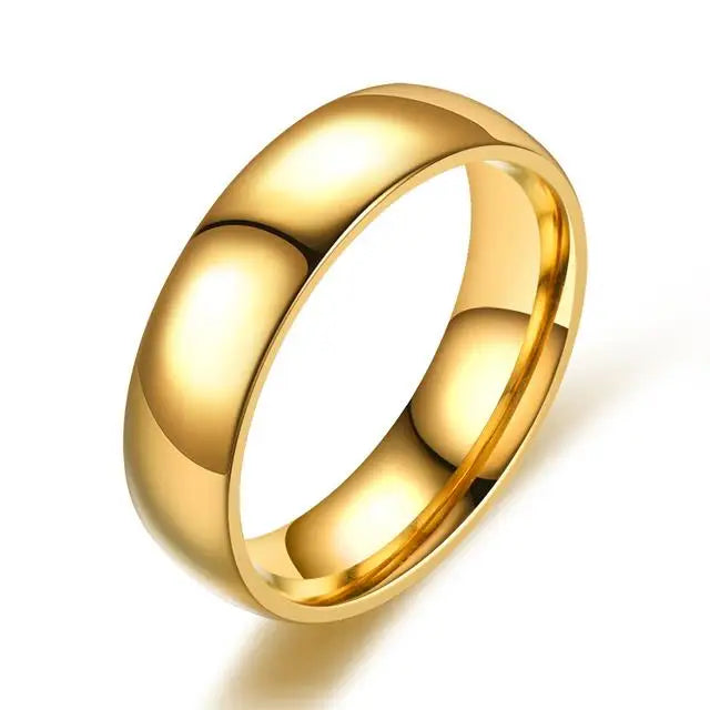 TheRyuko  Gold Stainless Steel Lover Couple Wedding Band Rings for Women Men