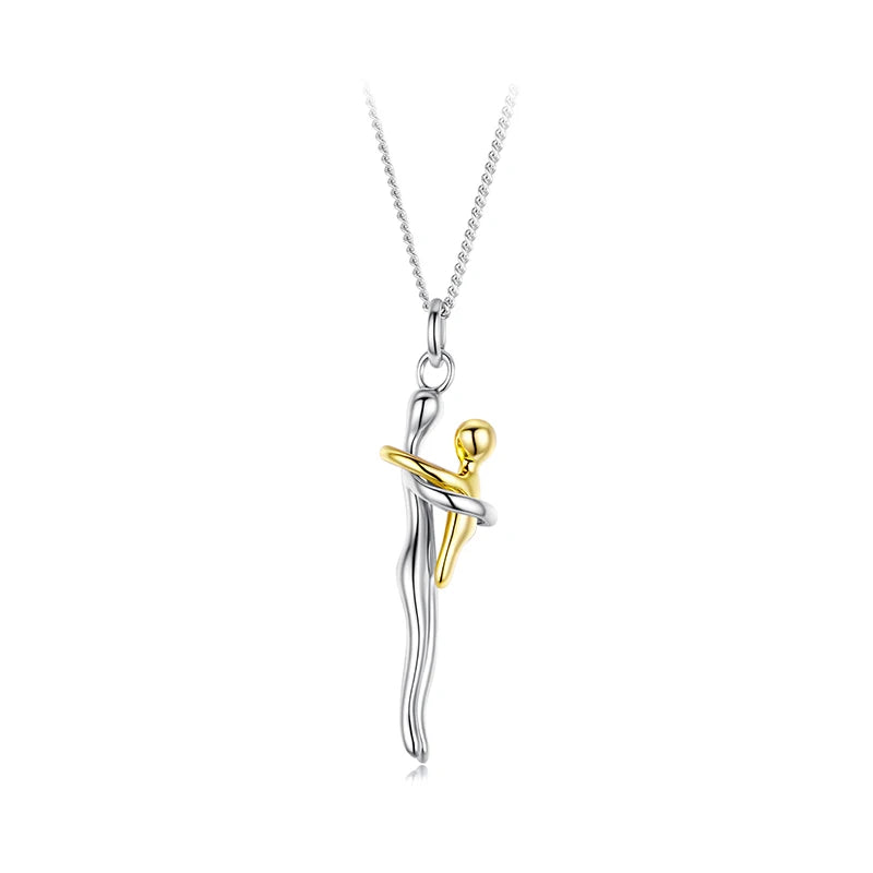 TheRyuko  Real 925 Sterling Silver Hug Embrace Pendant Necklace,
