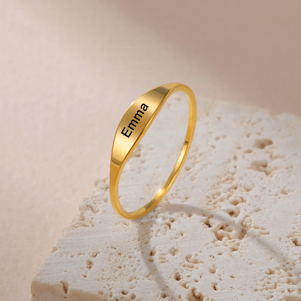 TheRyuko Personalized Name Rings for Women Stainless Steel