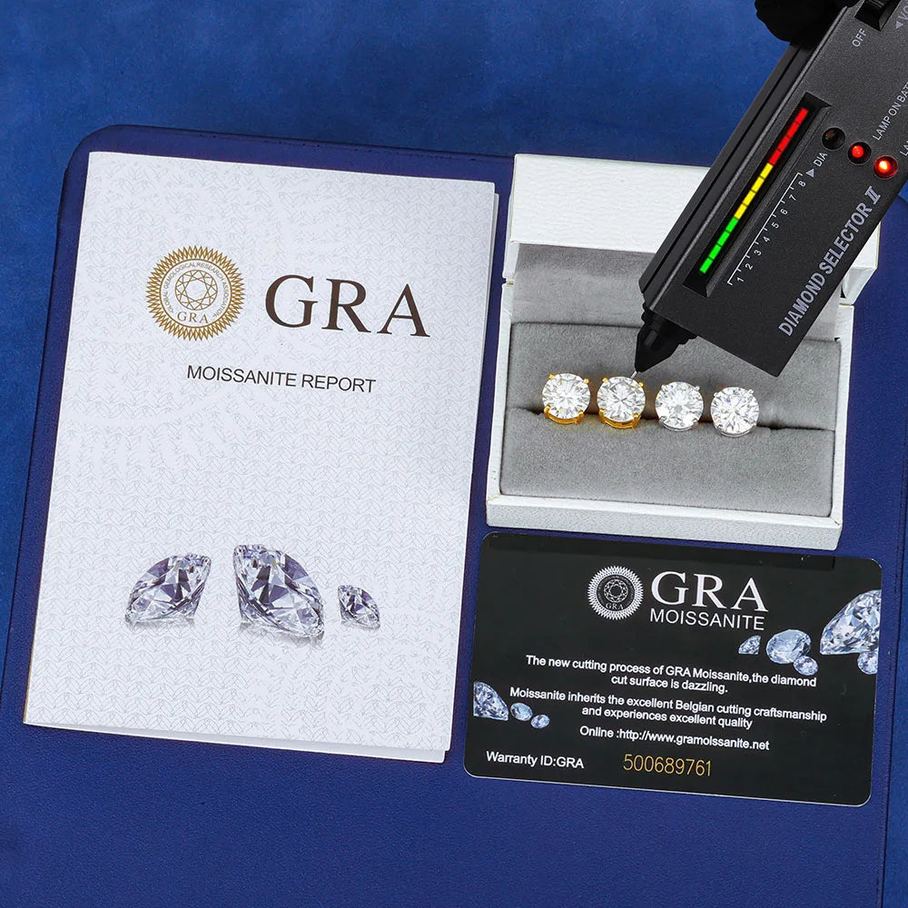 TheRyuko  S925 Silver Moissanite Claws With Earrings Hip-Hop Jewelry Ice Out