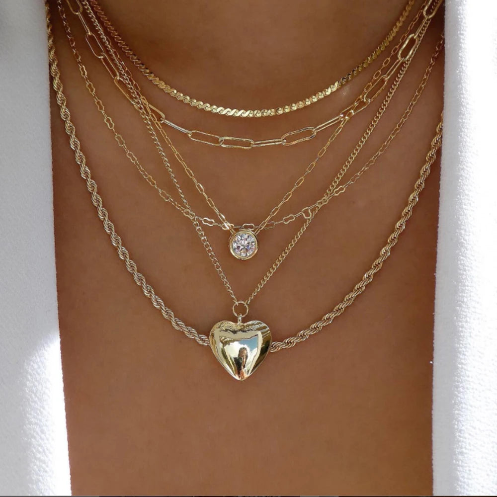 TheRyuko Vintage New Gold Color Multiple Styles Necklace For Women