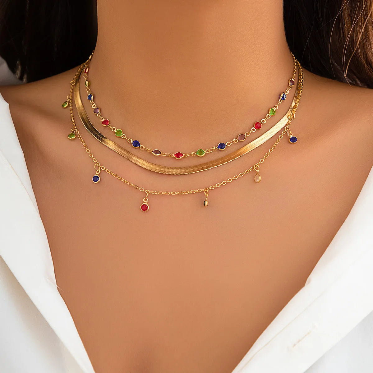 TheRyuko Vintage New Gold Color Multiple Styles Necklace For Women
