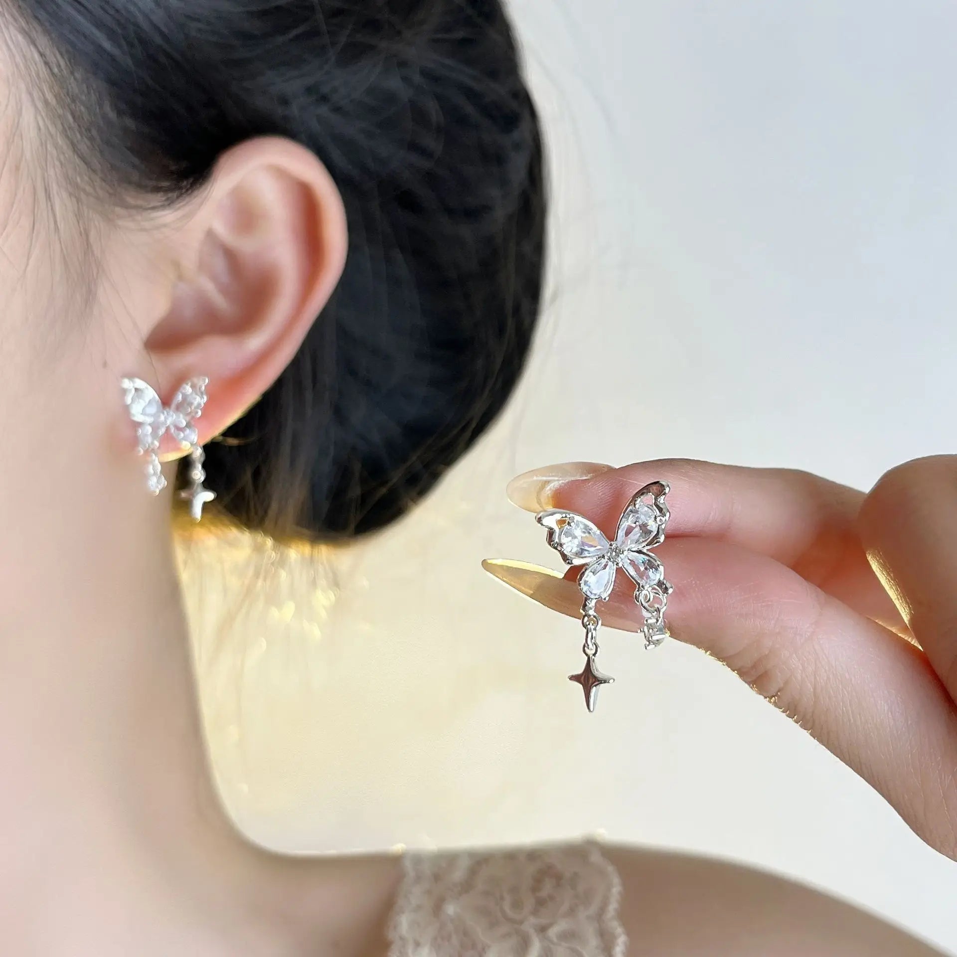 TheRyuko  925 Sterling Silver Bow Knot Earring for Women