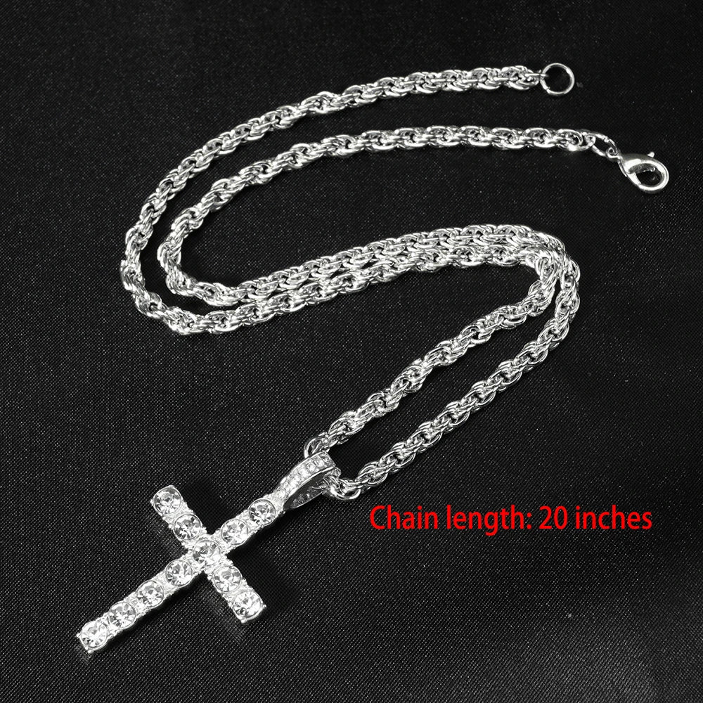 TheRyuko New Iced Out Stacked Crosses Pendant Necklaces for Men
