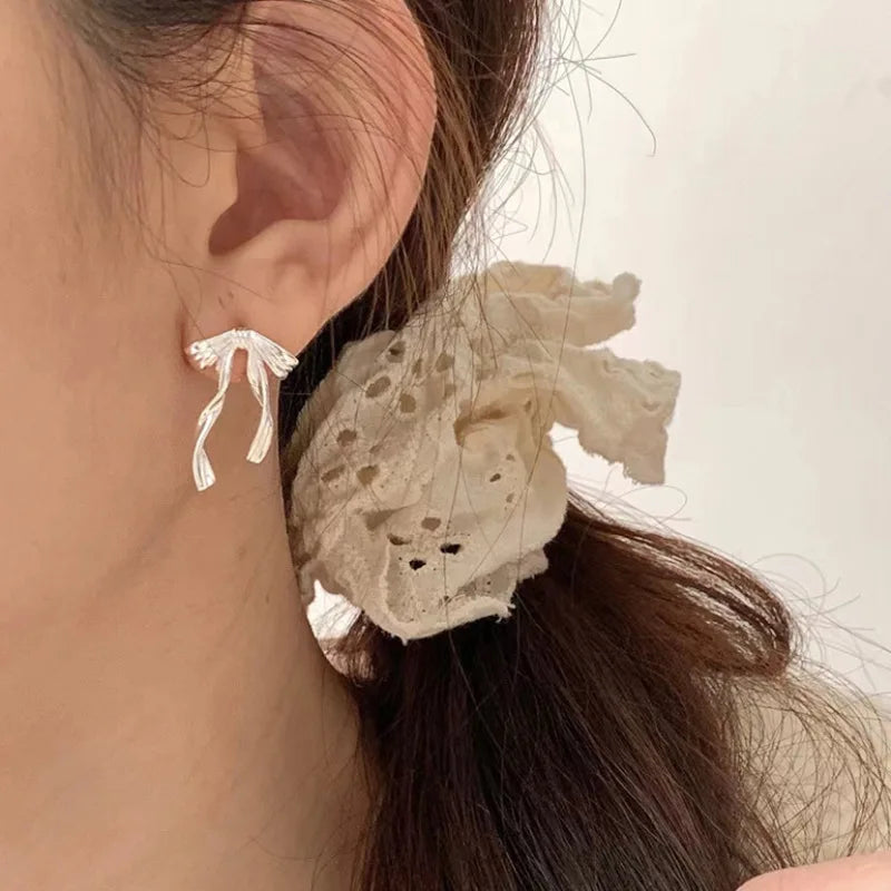 TheRyuko  925 Sterling Silver Bow Knot Earring for Women