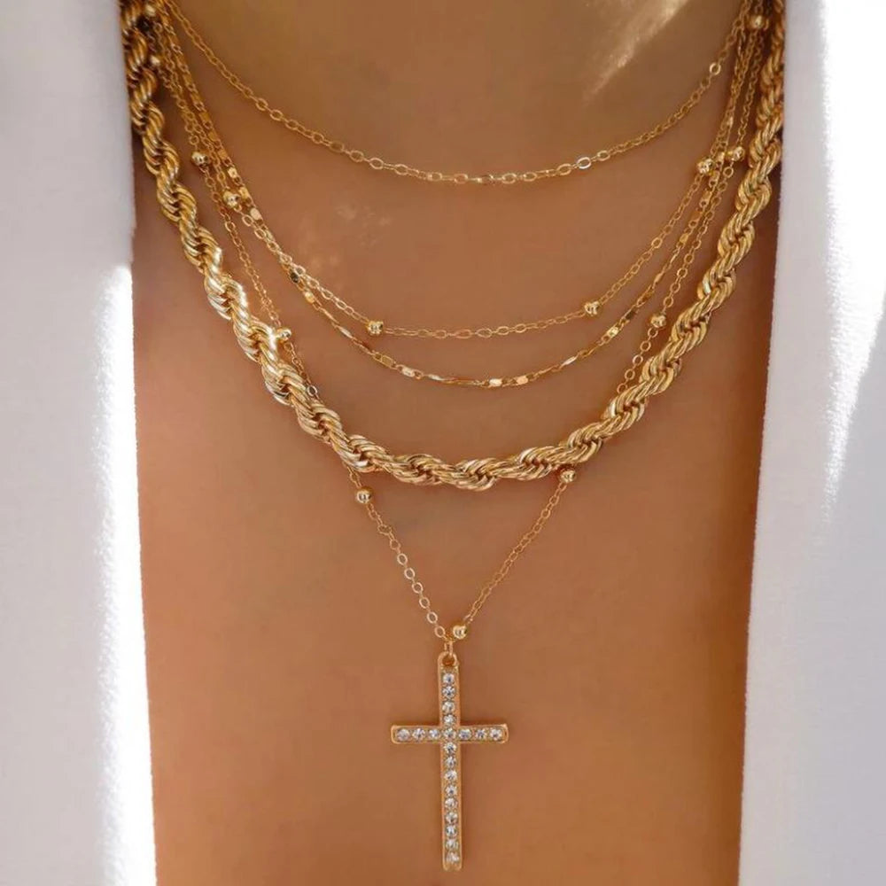 TheRyuko Vintage New Gold Color Multiple Styles Necklace For Women